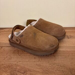 UGG Goldenstar Cozy Clog Chestnut Tan Women Size 9 Suede Casual Slipper Comfort